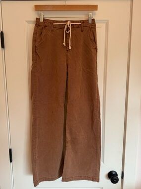 PAIGE Brown Wide-Leg Drawstring Pants